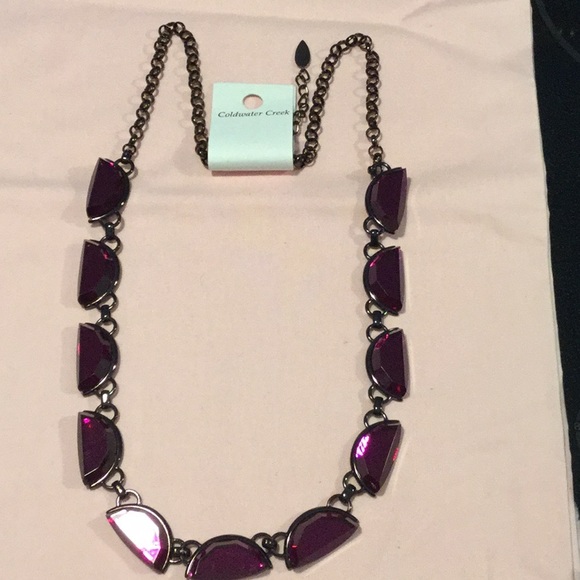 Coldwater Creek, Purple Necklace,Gold-Brown Chain - Picture 2 of 7